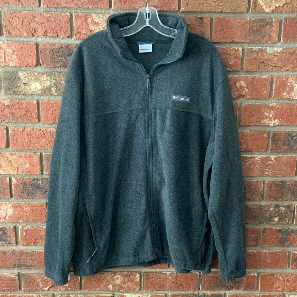 Columbia Men's Charcoal Gray Zip-Up Fleece Jacket - Picture 1 of 7